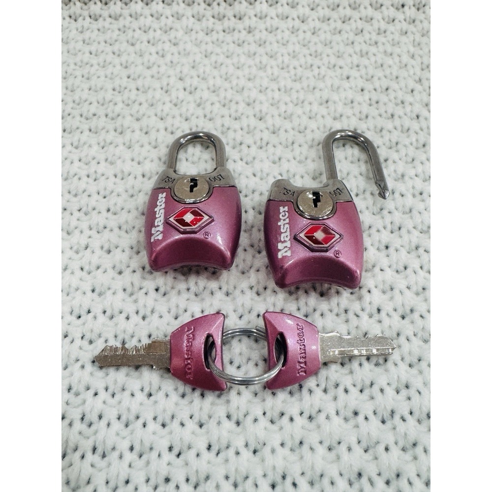 Master Lock 4689T Pink TSA Approved Luggage Locks 2 Pack w/ 2 Keys